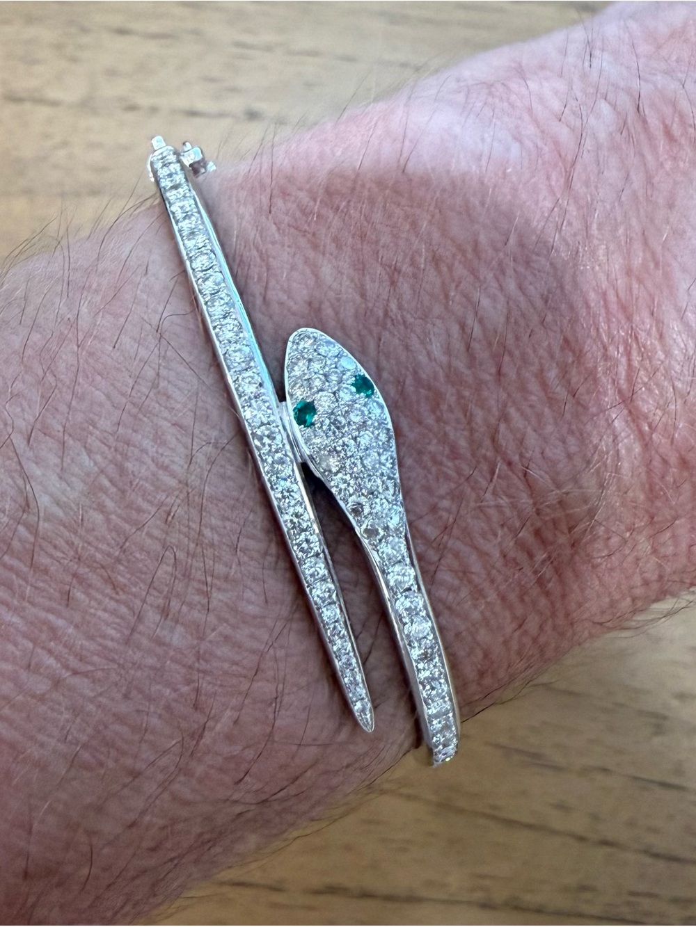 Custom Designed Pave Diamond Snake Bangle
